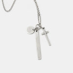 Werkstatt München Silver Cross Peace And Bar Necklace