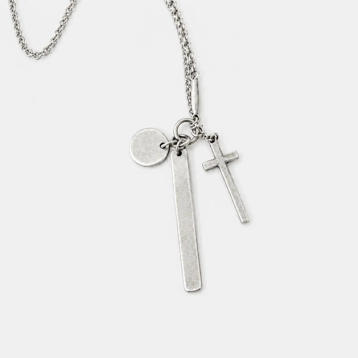 Werkstatt München Silver Cross Peace And Bar Necklace