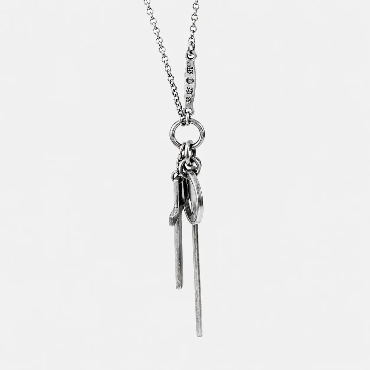 Werkstatt München Silver Cross Peace And Bar Necklace